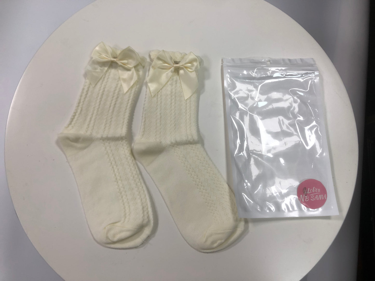 Bow Tie Linen Lace Lolita Socks
