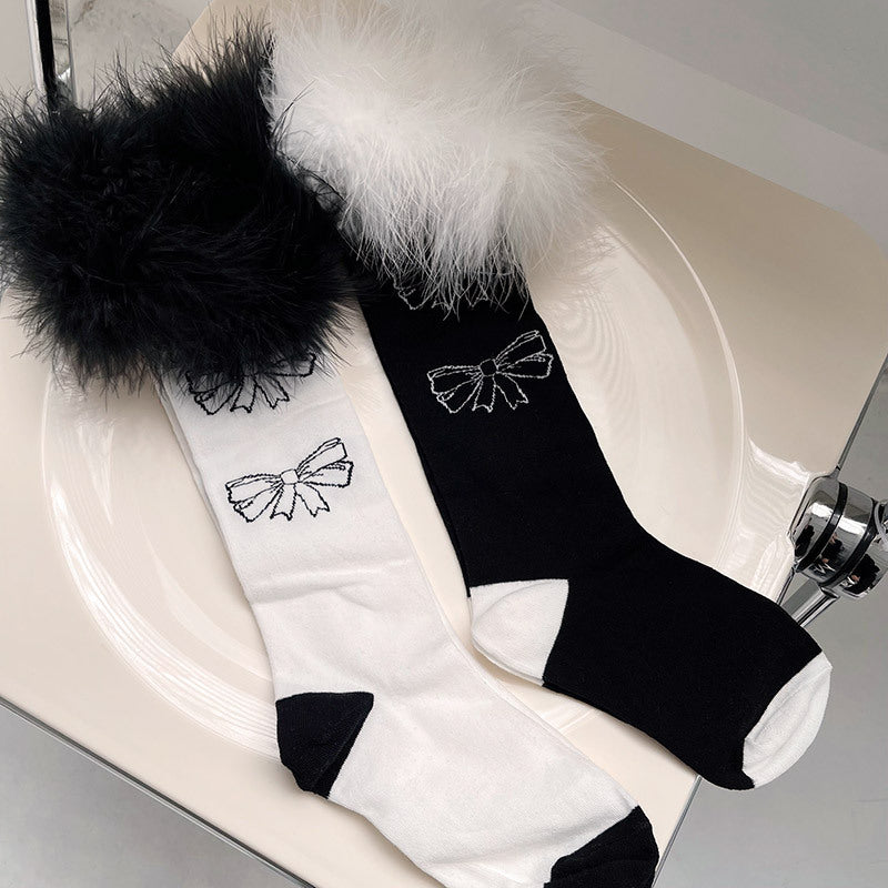 Fur Ball Top Over the Knee Socks
