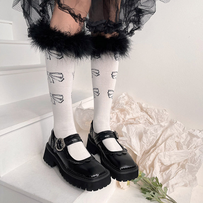 Fur Ball Top Over the Knee Socks
