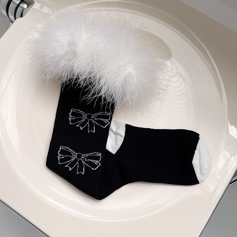Fur Ball Top Over the Knee Socks
