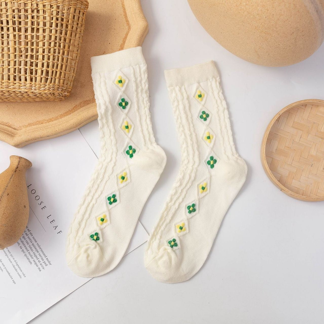 For Summer Twist Tinny Flower Socks