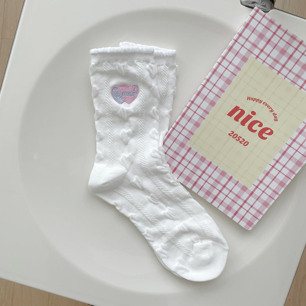 Heart Shaped Embroidered Summer Lolita Socks