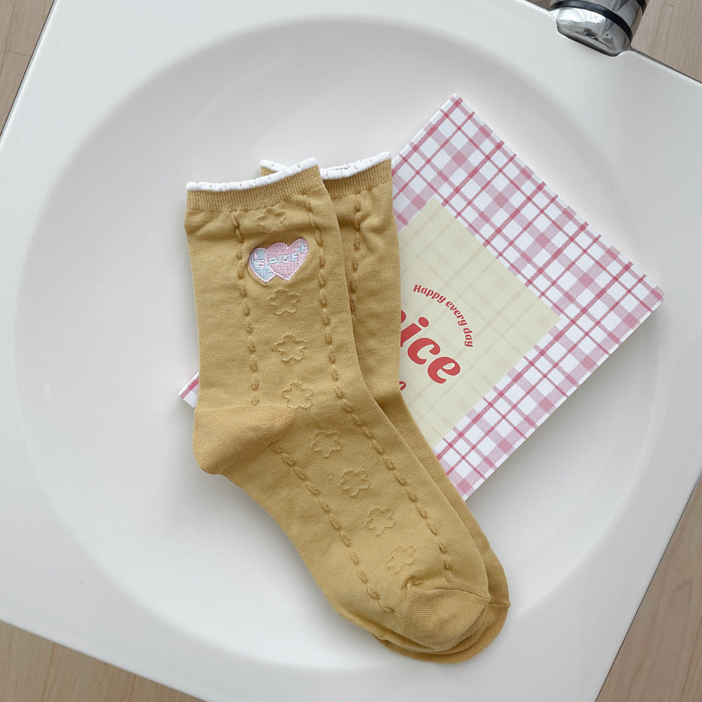 Heart Shaped Embroidered Summer Lolita Socks