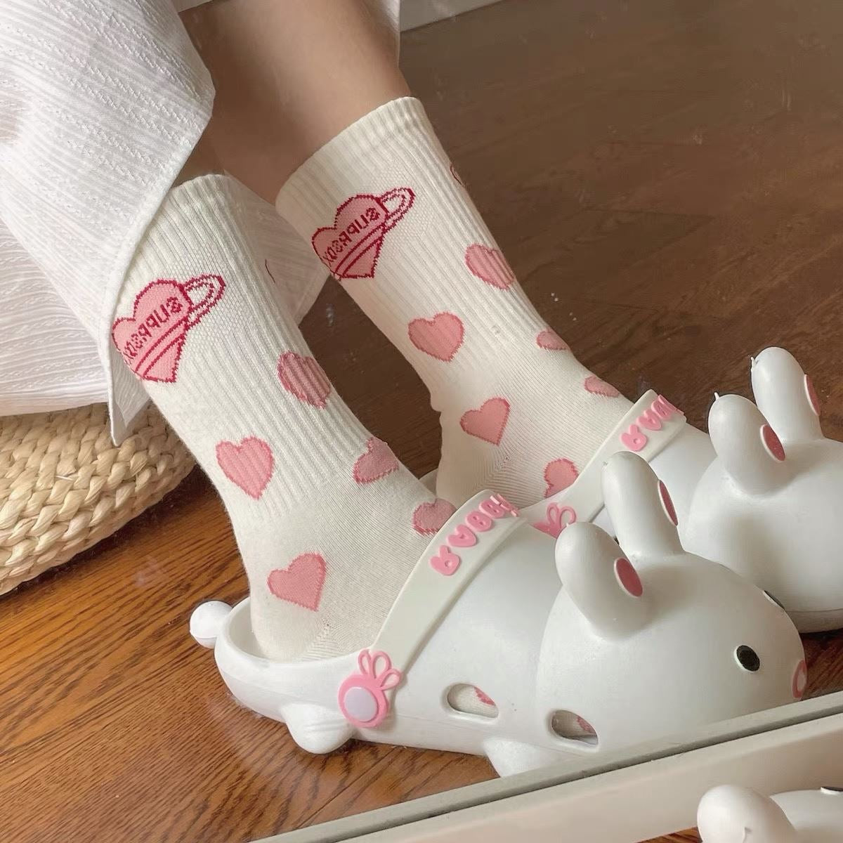 Heart Shaped Printed Lolita Socks