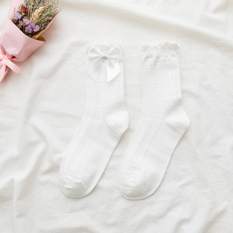 Bow Tie Linen Lace Lolita Socks