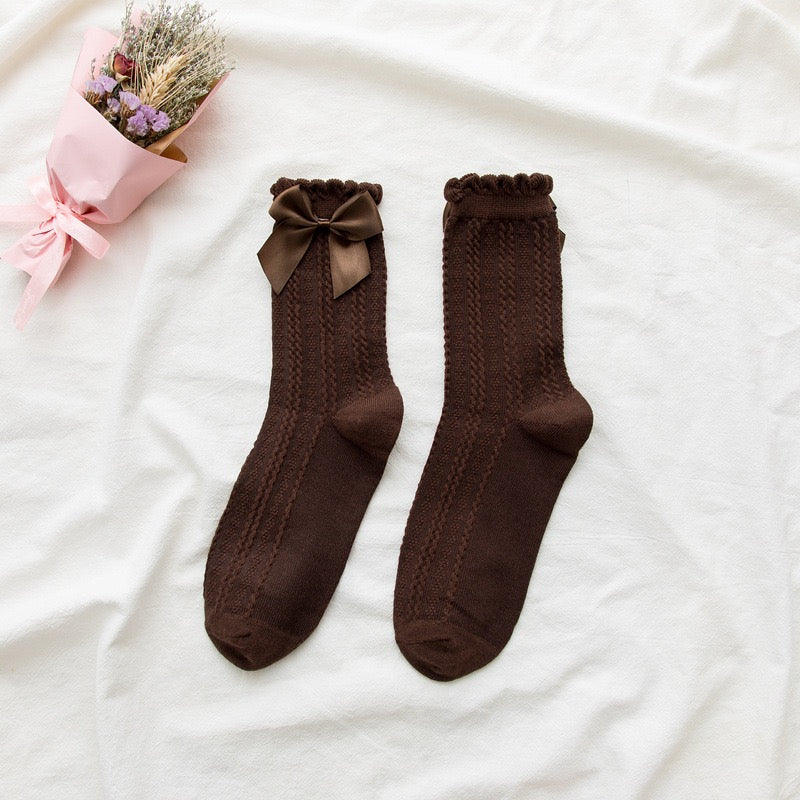 Bow Tie Linen Lace Lolita Socks