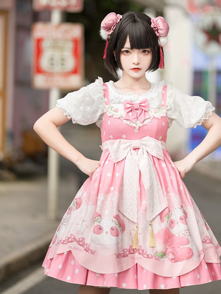 JSK/OP♥ Ready to Ship♥Peach Panda♥ Sweet Lolita Dress JSK/OP