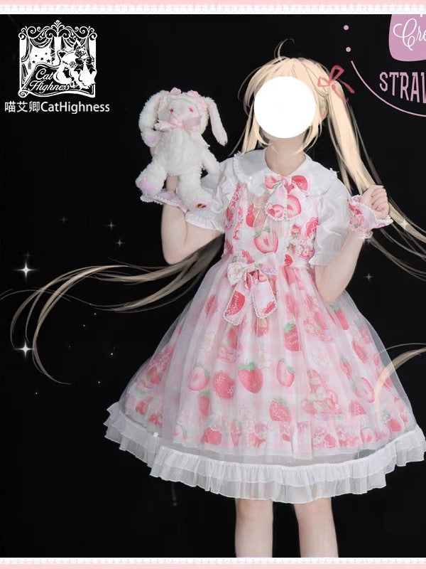 JSK ♥Ready to Ship♥Strawberry Kitty♥ Sweet Lolita JSK Dress