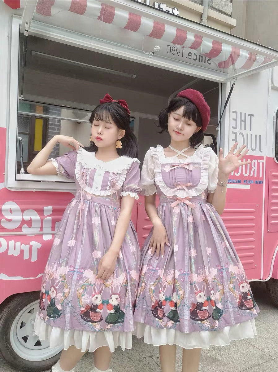 OP&JSK Dress♥Ready to Ship♥ Picnic Bunny ♥Sweet Lolita Dress