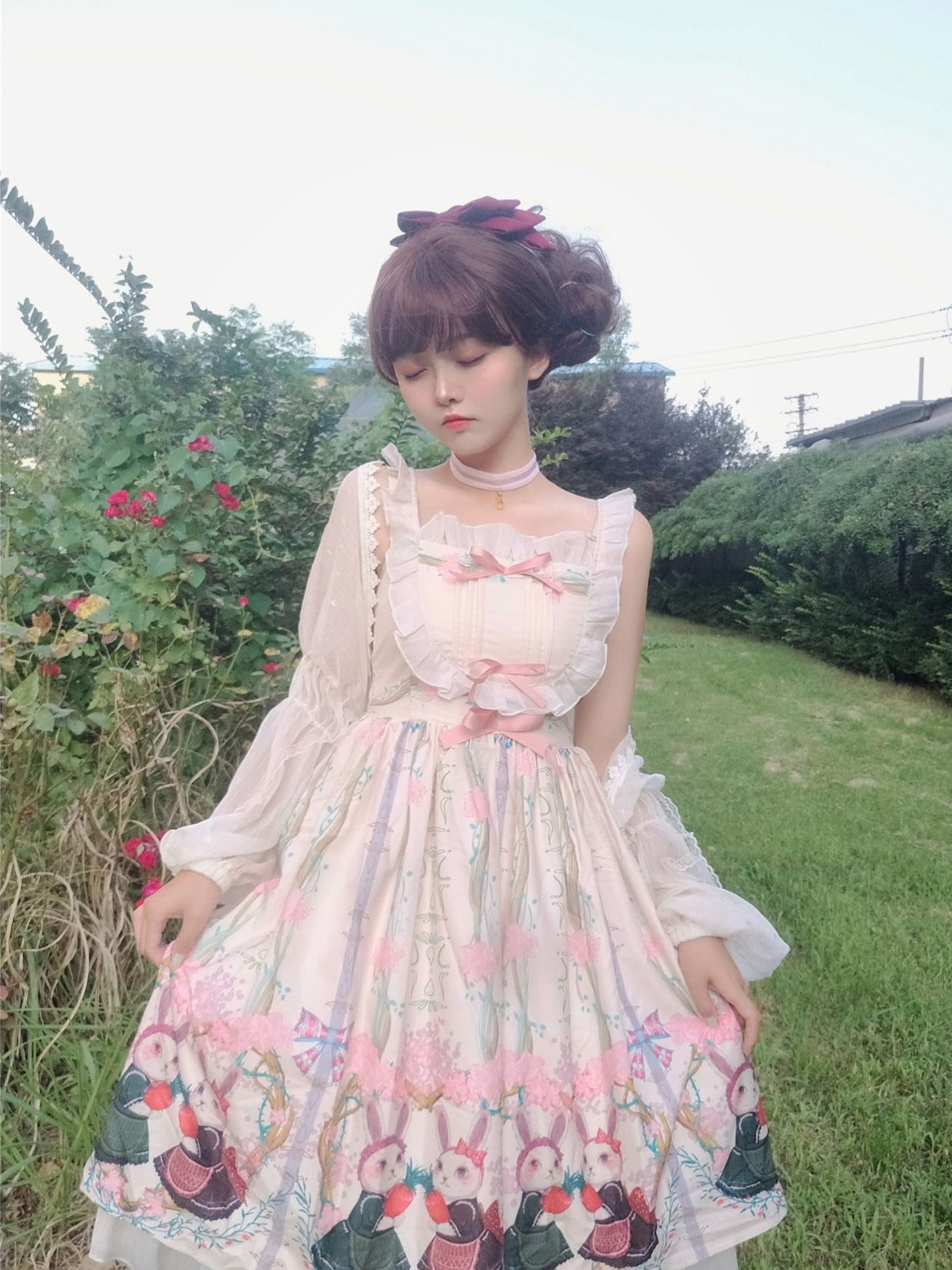 OP&JSK Dress♥Ready to Ship♥ Picnic Bunny ♥Sweet Lolita Dress