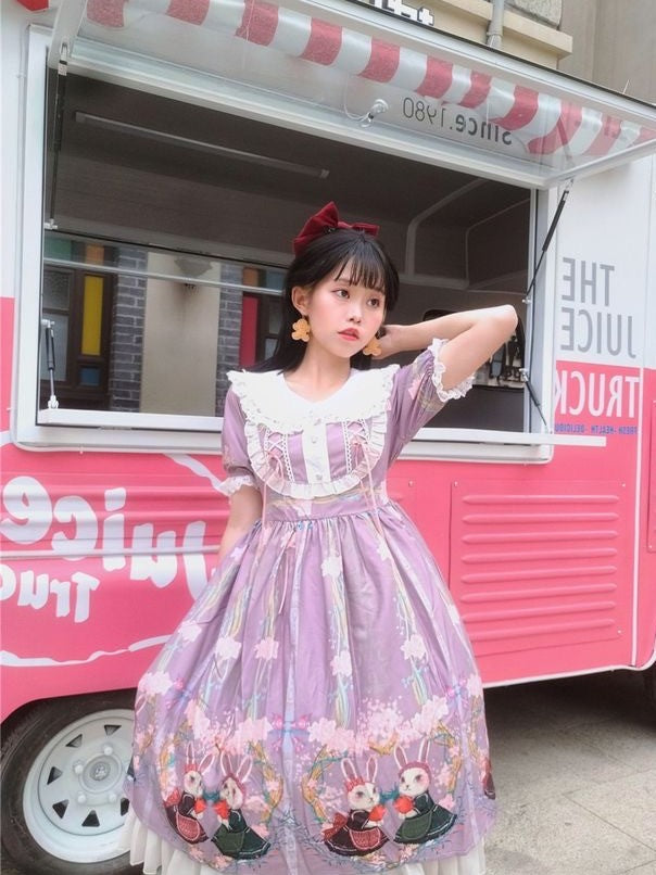 OP&JSK Dress♥Ready to Ship♥ Picnic Bunny ♥Sweet Lolita Dress