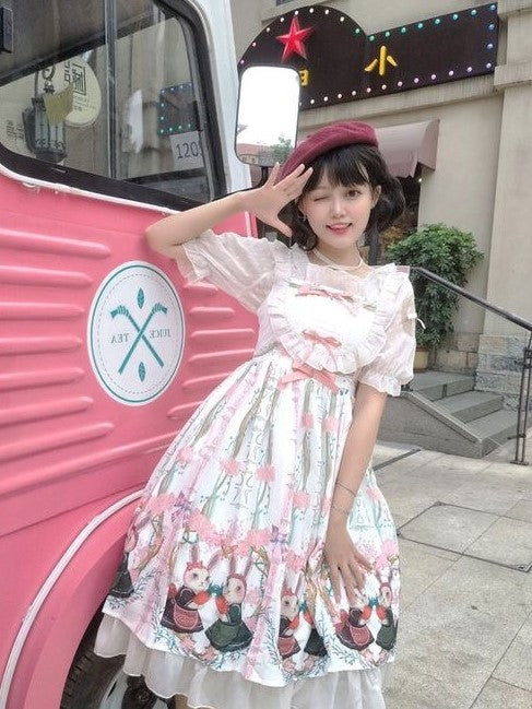 OP&JSK Dress♥Ready to Ship♥ Picnic Bunny ♥Sweet Lolita Dress