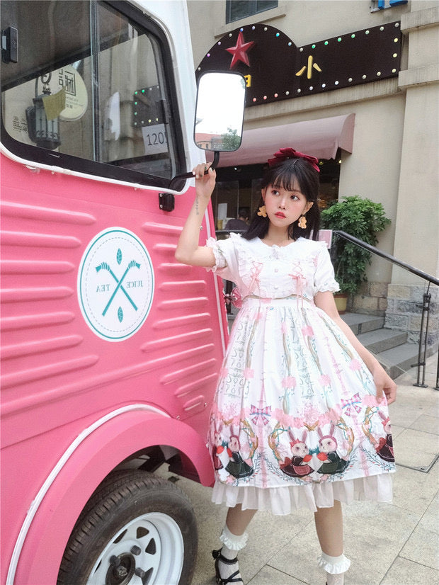 OP&JSK Dress♥Ready to Ship♥ Picnic Bunny ♥Sweet Lolita Dress