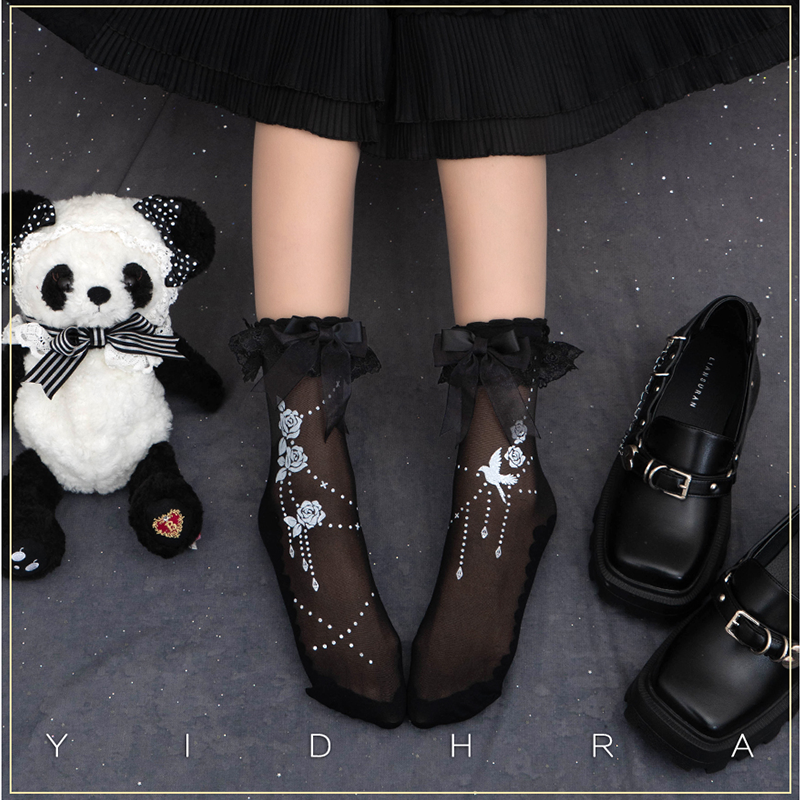 Nightingale And Rose Lolita Short Socks By Yidhra