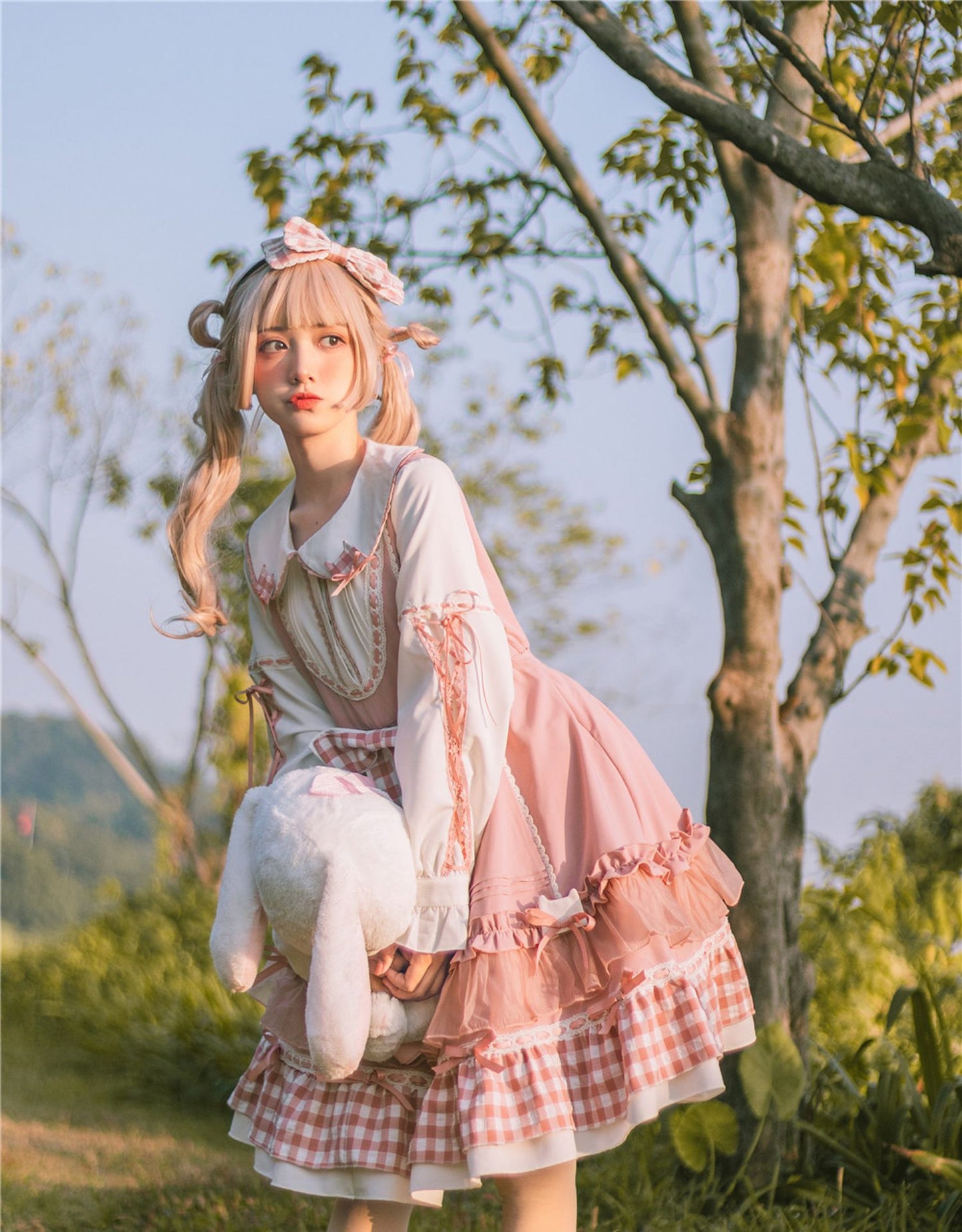 OP&JSK Dress♥Ready to Ship♥Plaid Kitty ♥Sweet Lolita Dress