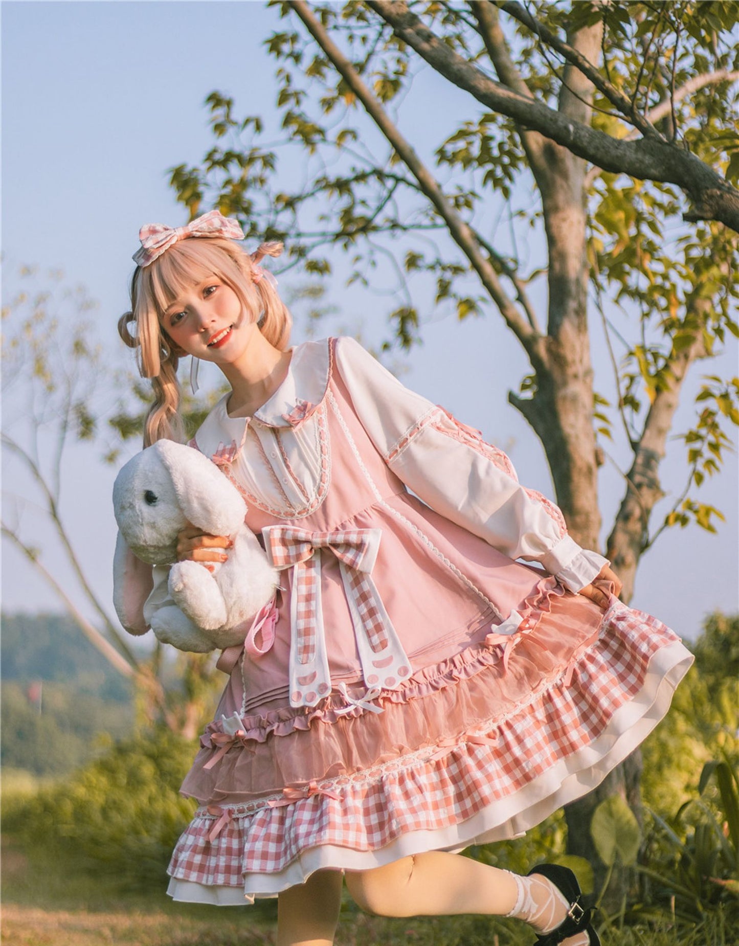 OP&JSK Dress♥Ready to Ship♥Plaid Kitty ♥Sweet Lolita Dress