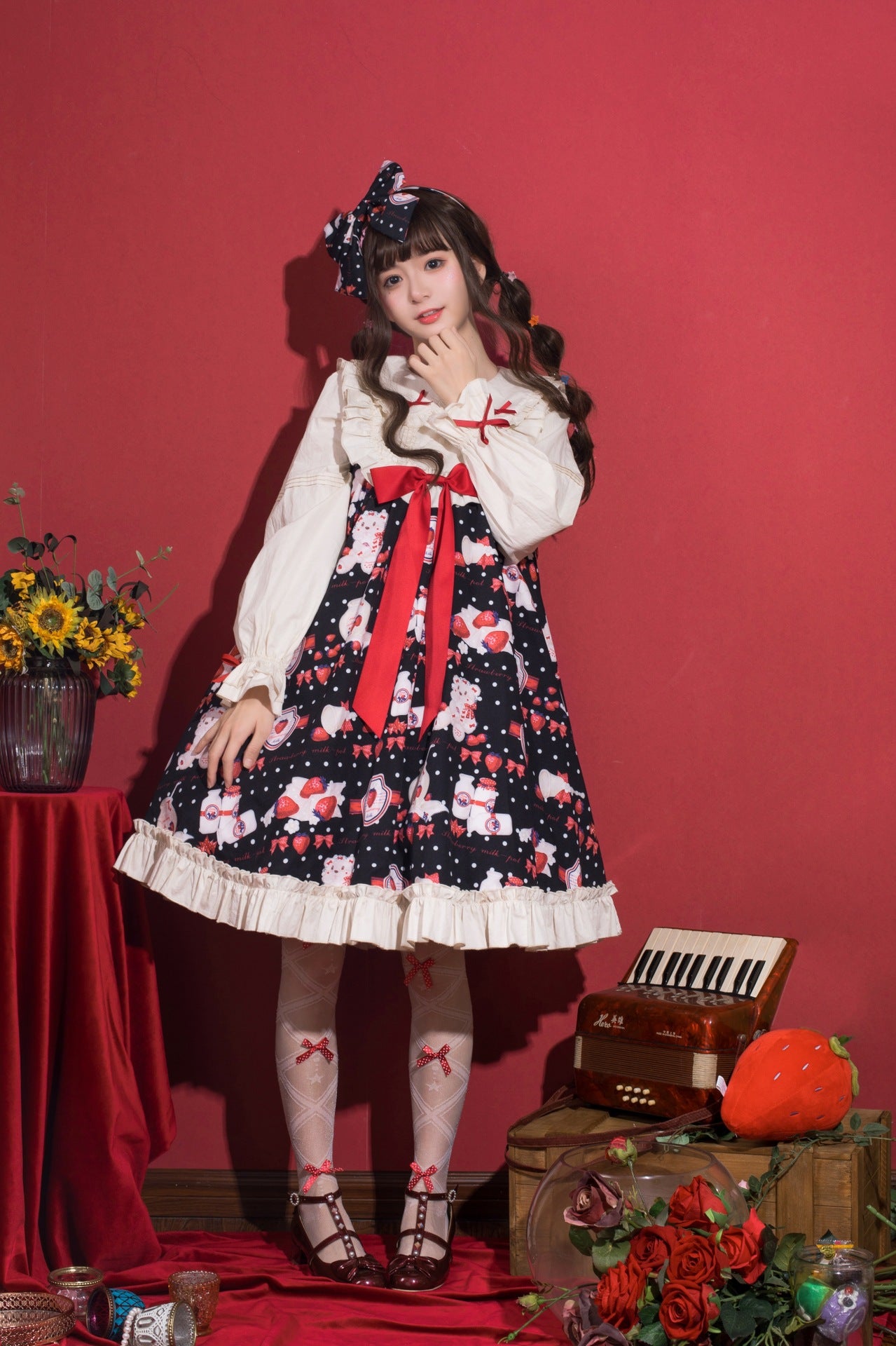 OP/ JSK♥ Ready to Ship♥Strawberry Milk Jug ♥Peter Pan Collar Sweet Lolita Dress