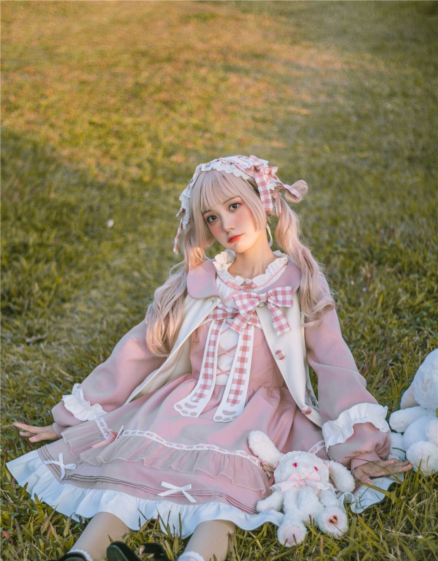 OP&JSK Dress♥Ready to Ship♥Plaid Kitty ♥Sweet Lolita Dress