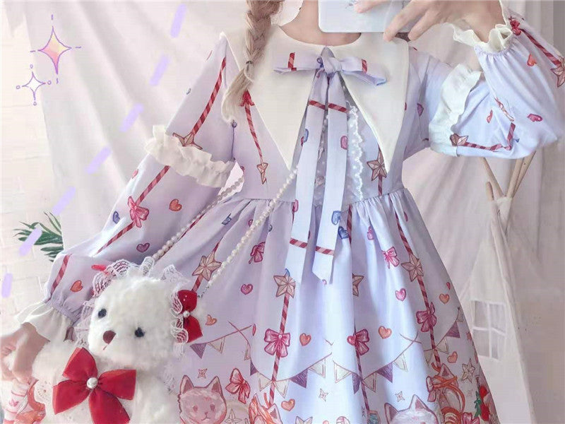 OP Dress♥Ready to Ship♥ Sweet Lolita Long Sleeve Dress Kitty Party