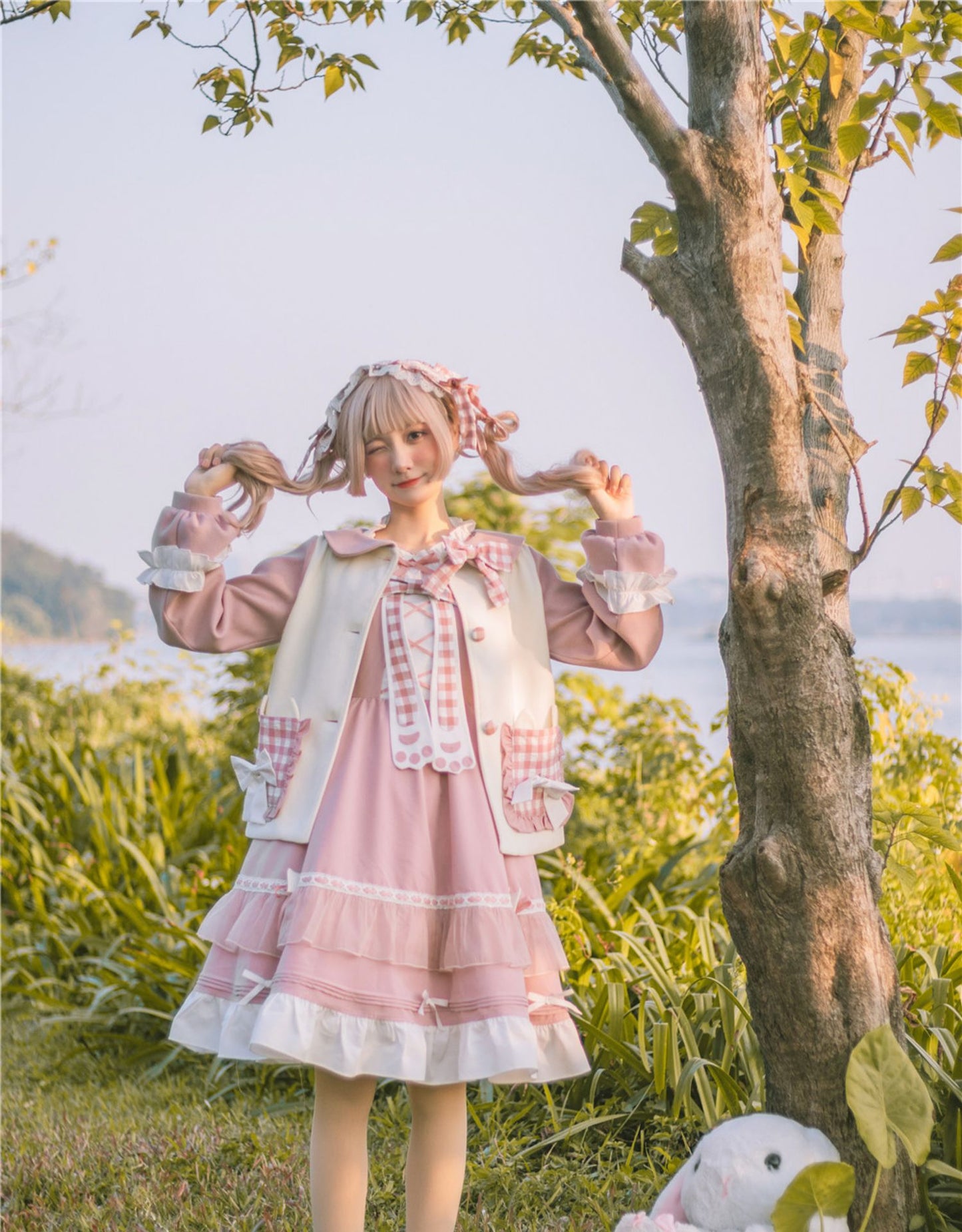 OP&JSK Dress♥Ready to Ship♥Plaid Kitty ♥Sweet Lolita Dress