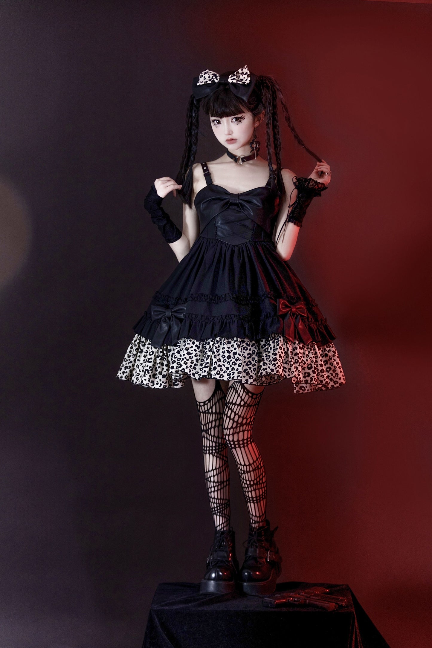 JSK♥ Ready to Ship♥Little Leopard ♥Sweetheart Neckline Punk Lolita Dress JSK