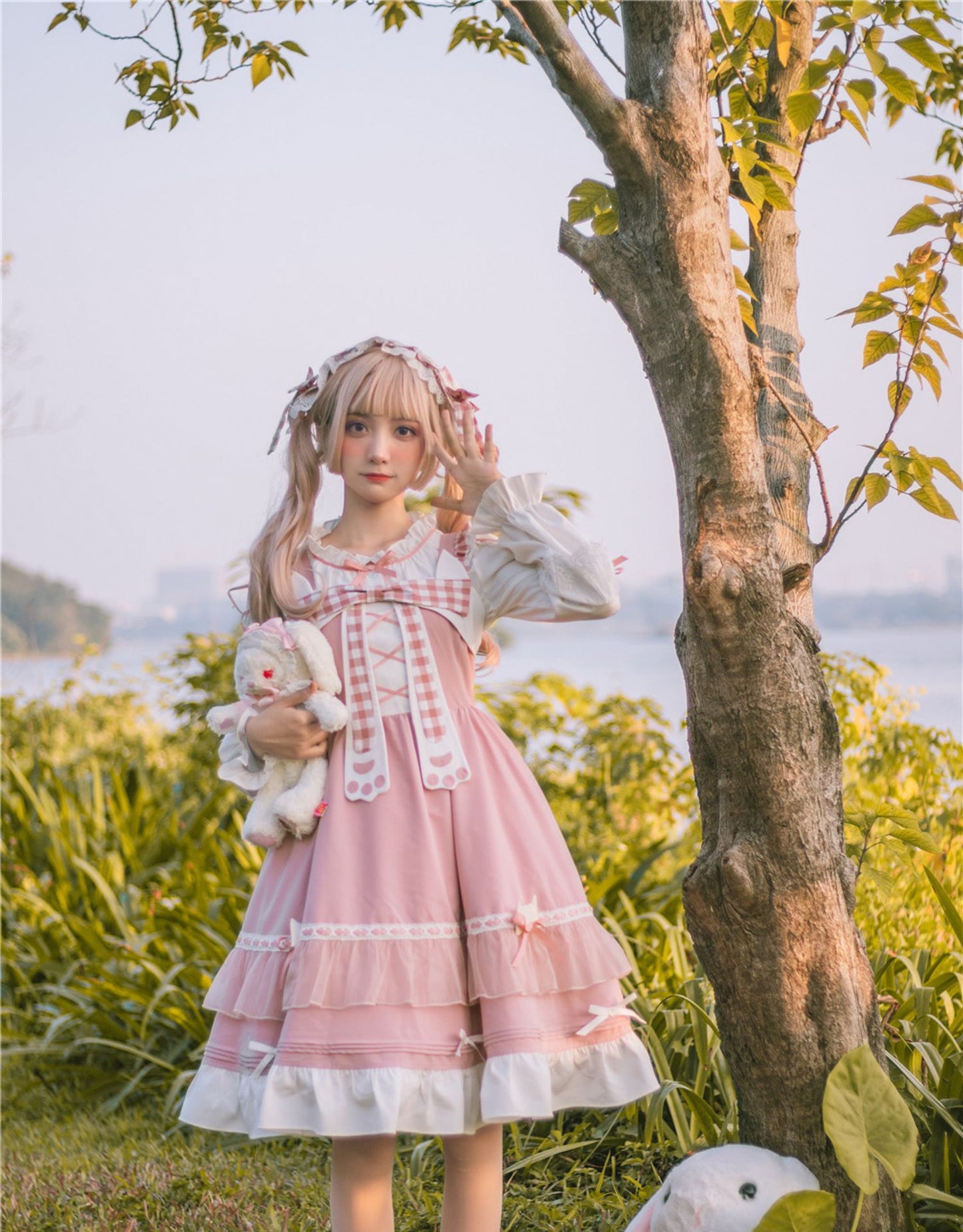 OP&JSK Dress♥Ready to Ship♥Plaid Kitty ♥Sweet Lolita Dress