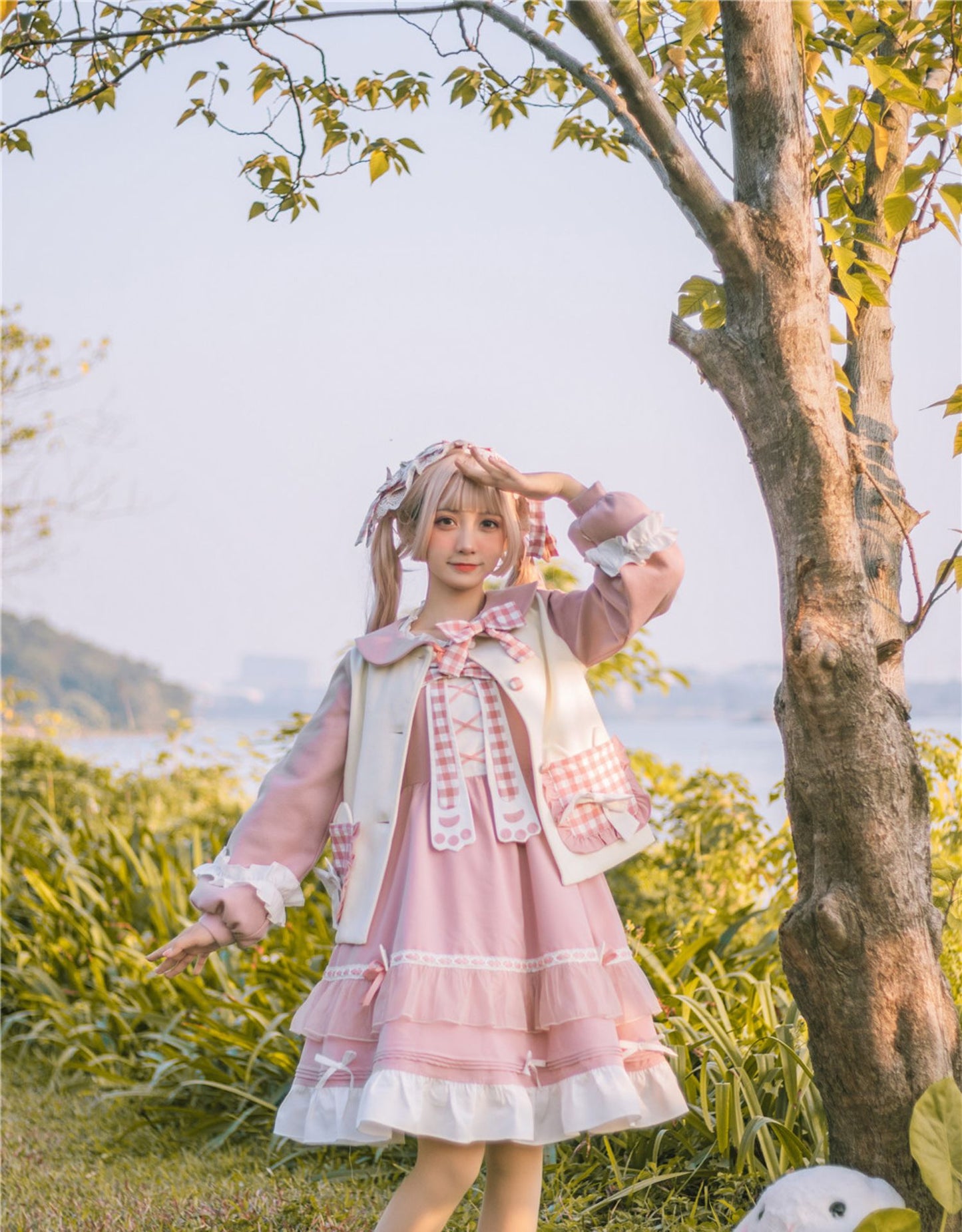 OP&JSK Dress♥Ready to Ship♥Plaid Kitty ♥Sweet Lolita Dress