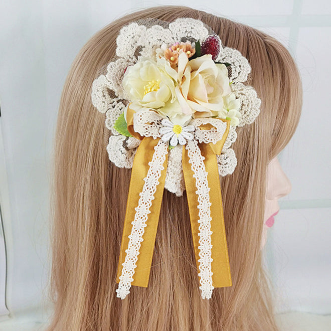 Lolita Straw Yellow Hair Accessories Cute Headbands Brooch Bracelets