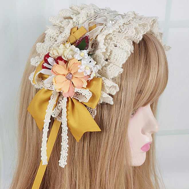 Lolita Straw Yellow Hair Accessories Cute Headbands Brooch Bracelets