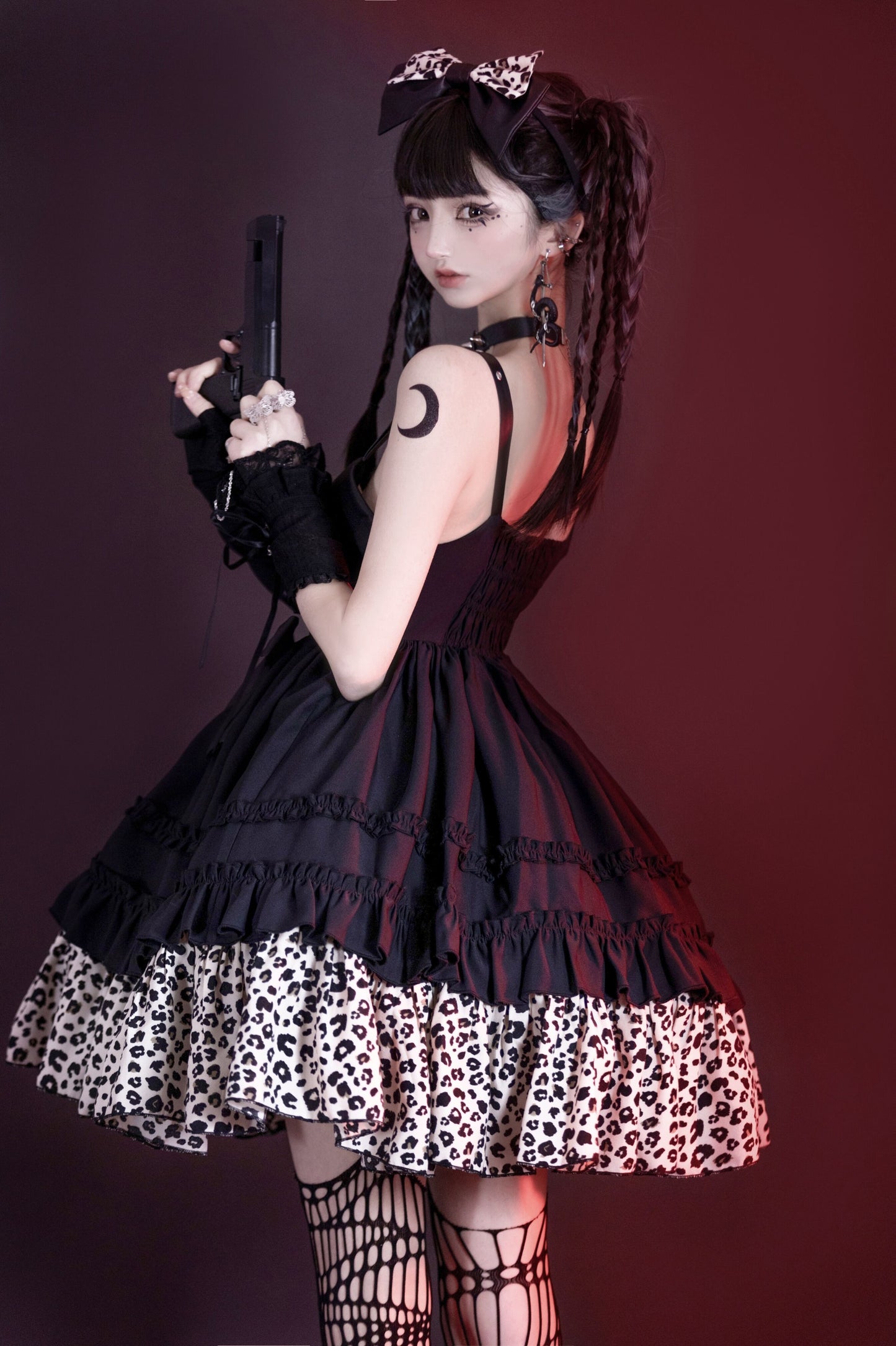 JSK♥ Ready to Ship♥Little Leopard ♥Sweetheart Neckline Punk Lolita Dress JSK