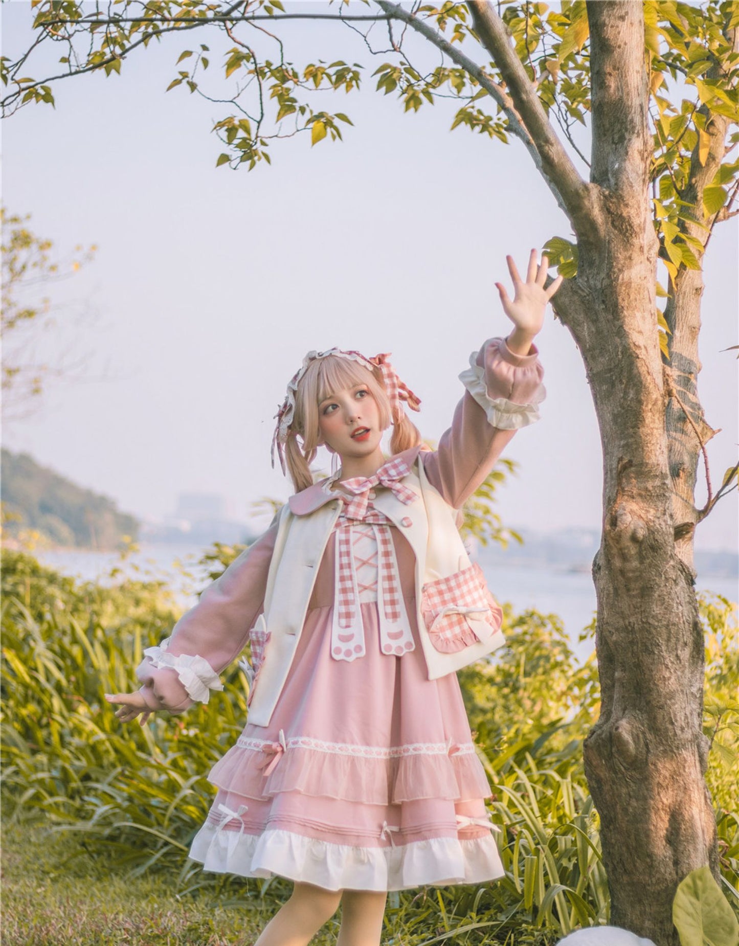 OP&JSK Dress♥Ready to Ship♥Plaid Kitty ♥Sweet Lolita Dress