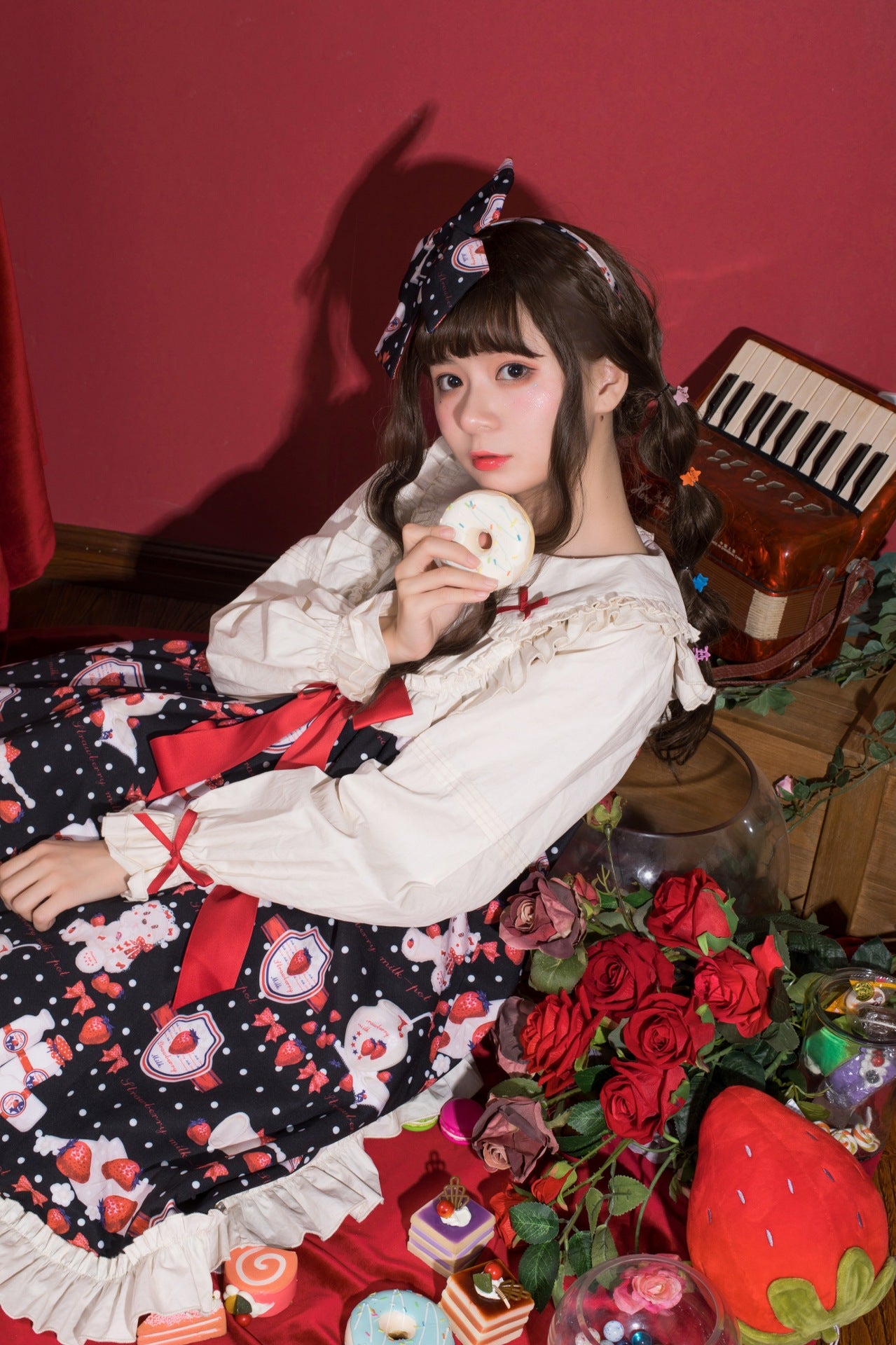 OP/ JSK♥ Ready to Ship♥Strawberry Milk Jug ♥Peter Pan Collar Sweet Lolita Dress