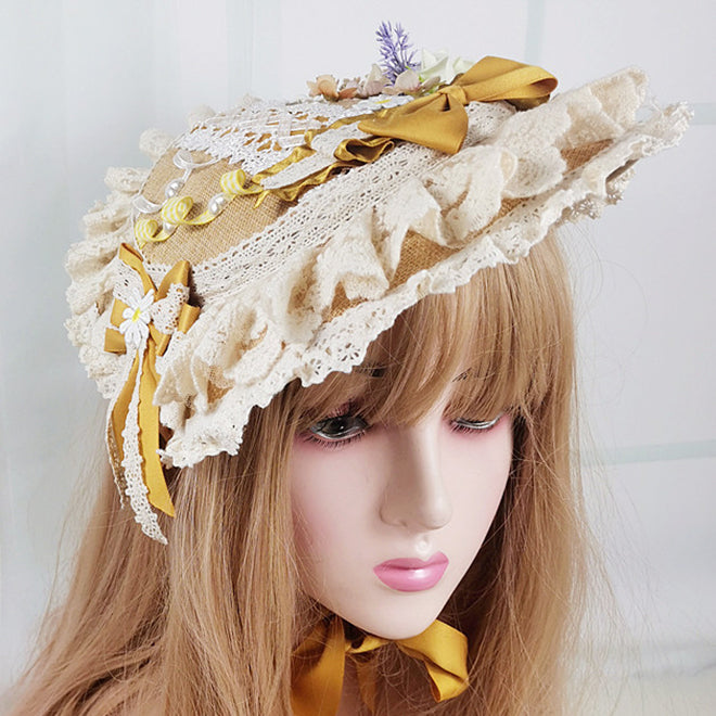 Lolita Straw Yellow Hair Accessories Cute Headbands Brooch Bracelets