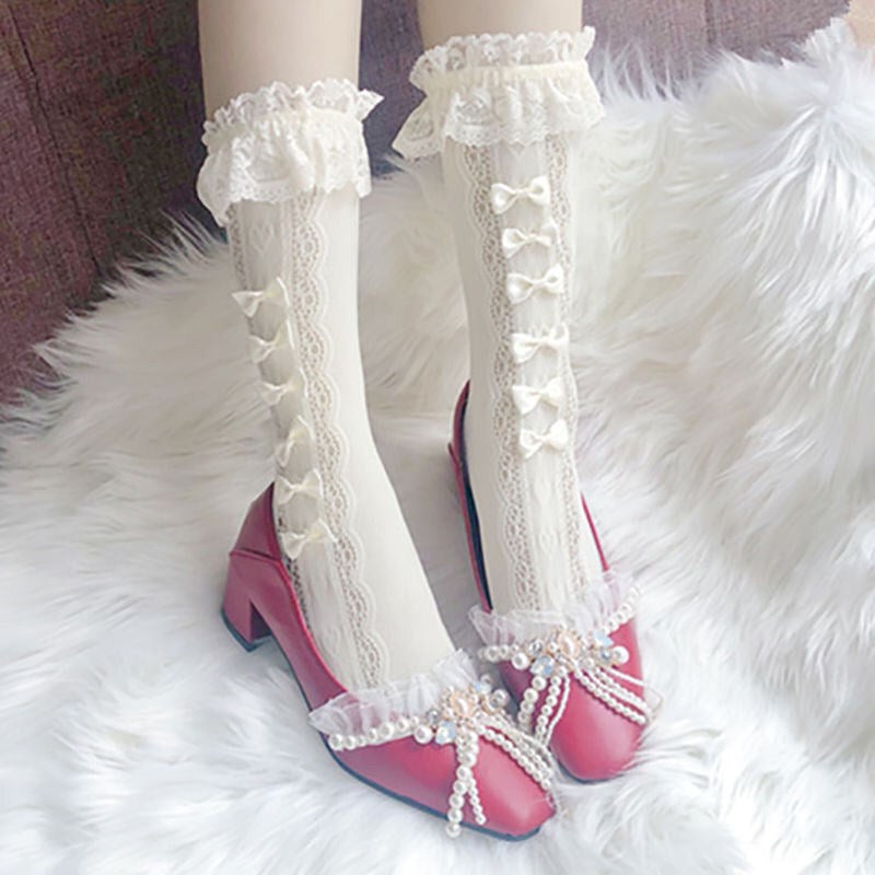White Lace Lolita Short Socks