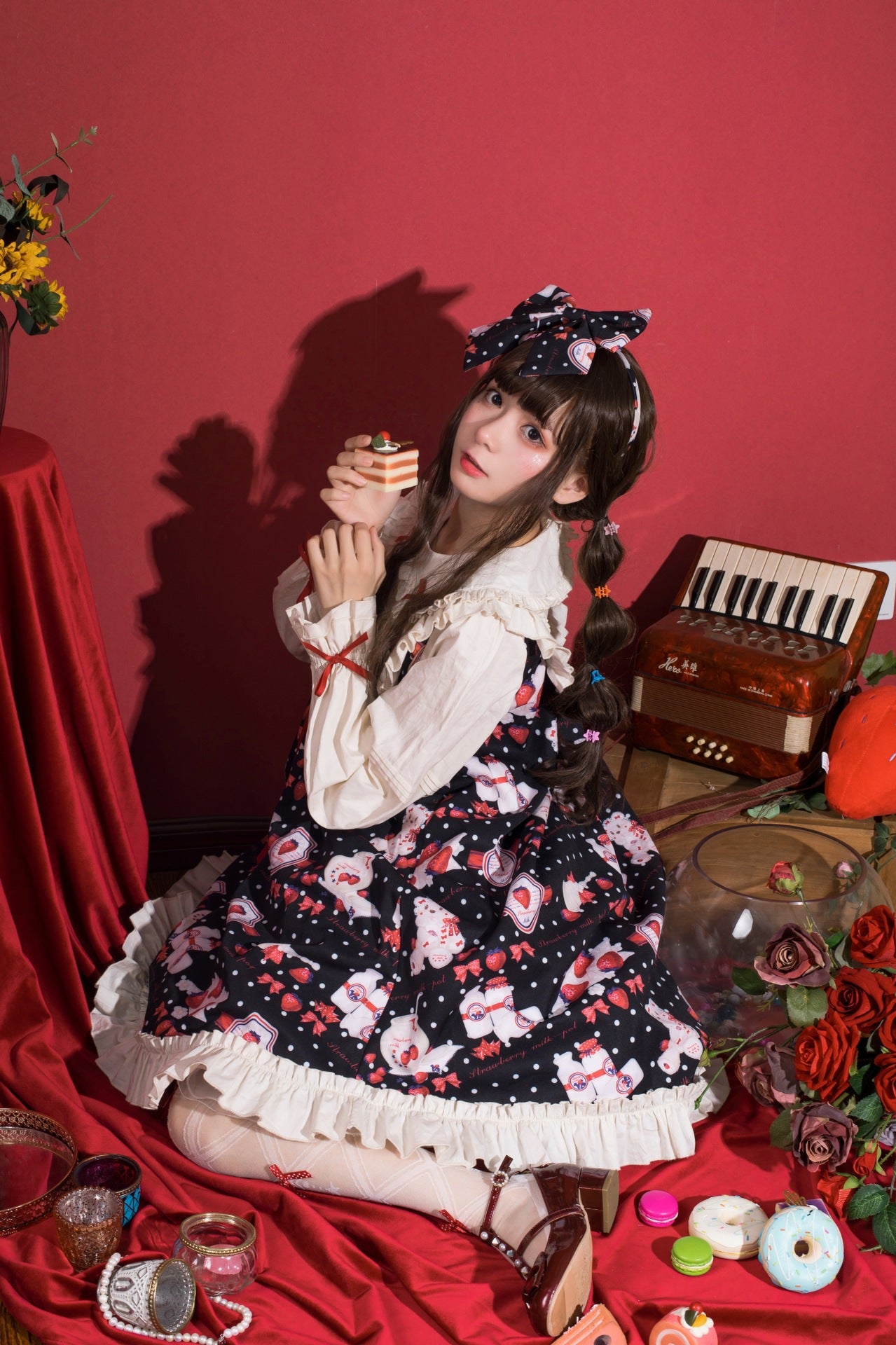 OP/ JSK♥ Ready to Ship♥Strawberry Milk Jug ♥Peter Pan Collar Sweet Lolita Dress