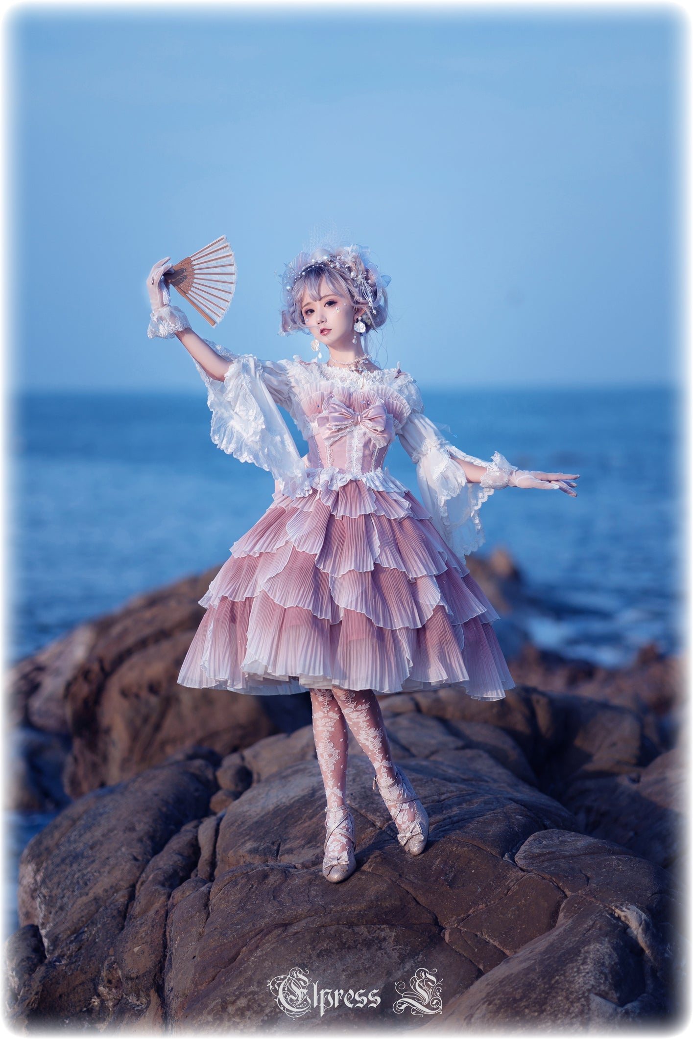 JSK Set♥Ready to Ship♥Fish Scale♥Elegant Hime Lolita Dress