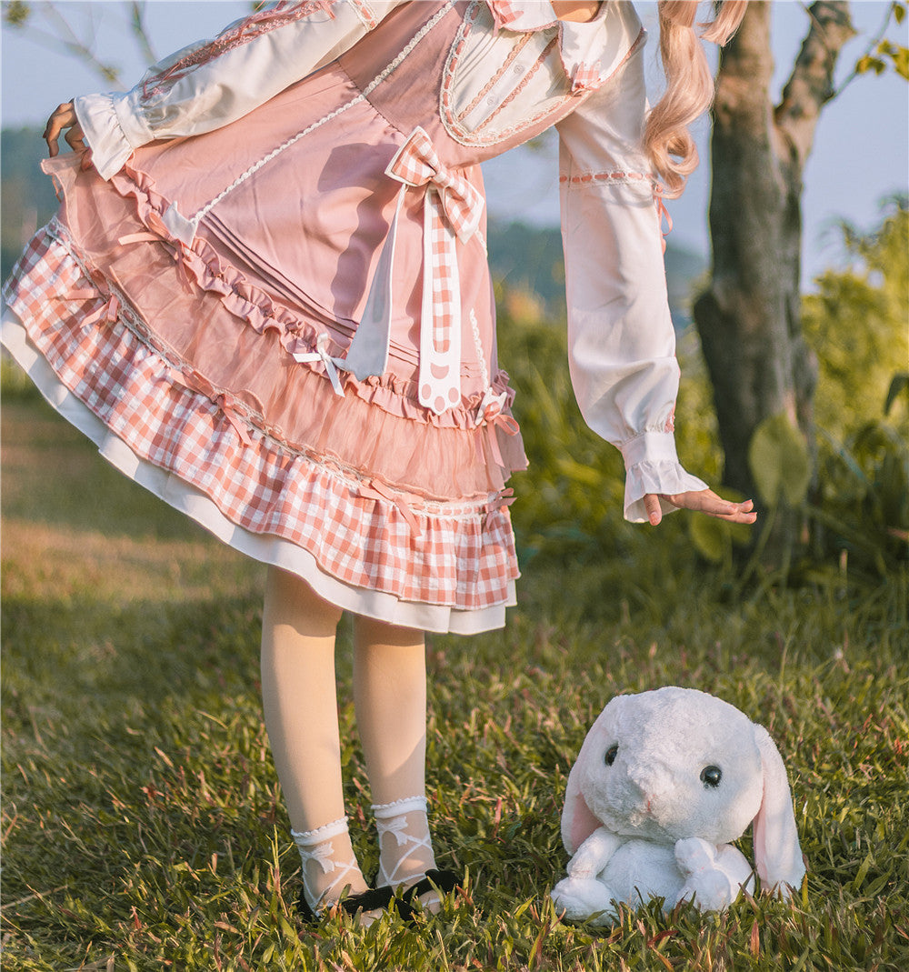 OP&JSK Dress♥Ready to Ship♥Plaid Kitty ♥Sweet Lolita Dress