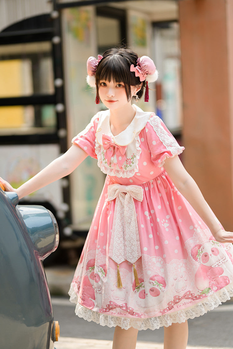 JSK/OP♥ Ready to Ship♥Peach Panda♥ Sweet Lolita Dress JSK/OP