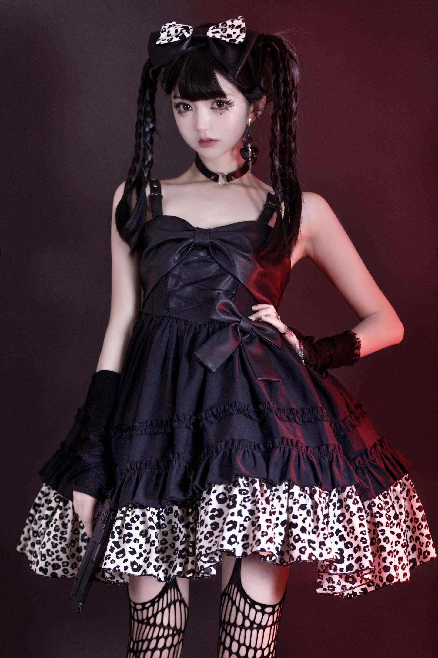 JSK♥ Ready to Ship♥Little Leopard ♥Sweetheart Neckline Punk Lolita Dress JSK
