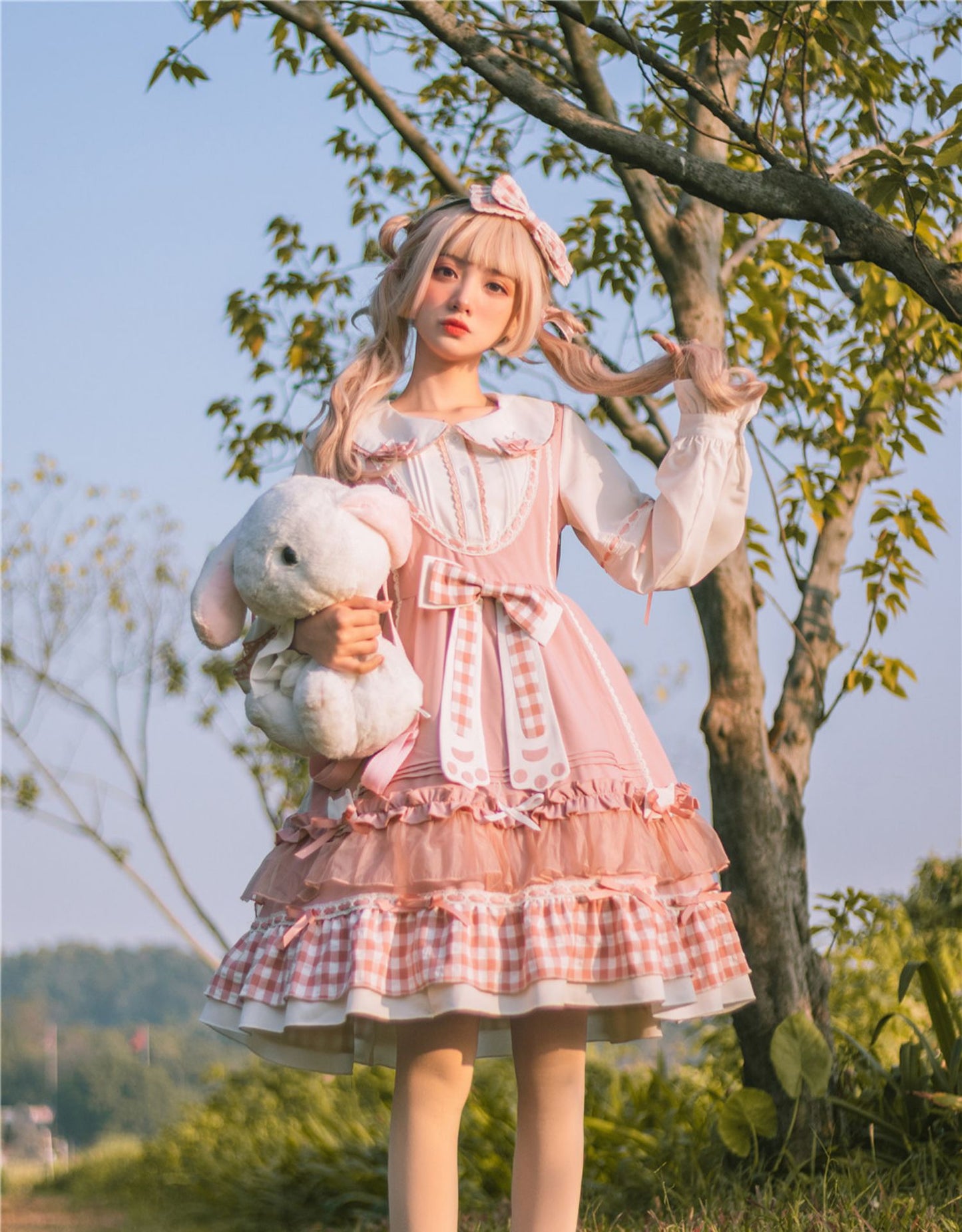 OP&JSK Dress♥Ready to Ship♥Plaid Kitty ♥Sweet Lolita Dress
