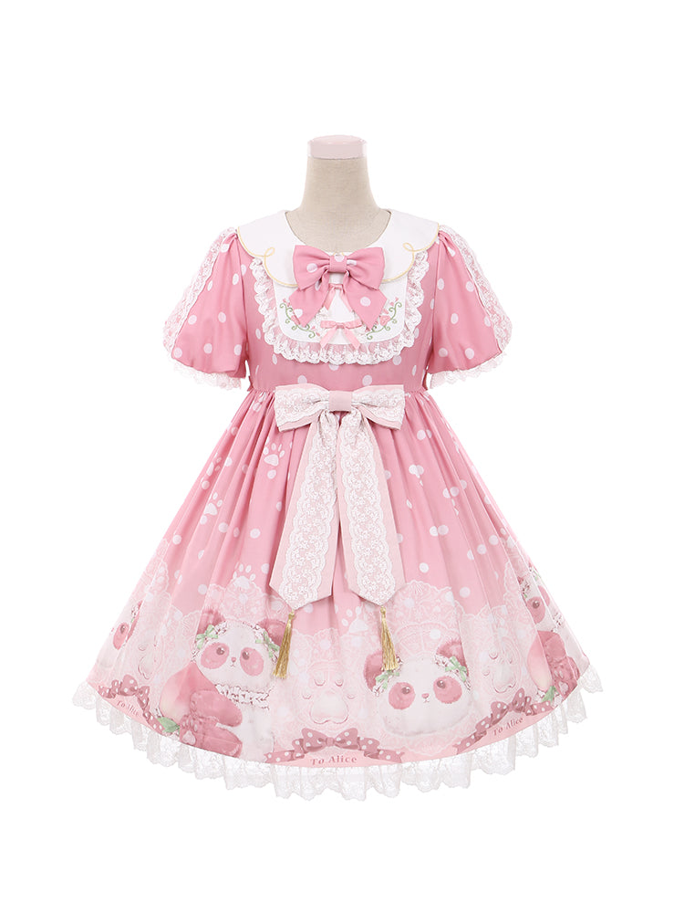JSK/OP♥ Ready to Ship♥Peach Panda♥ Sweet Lolita Dress JSK/OP