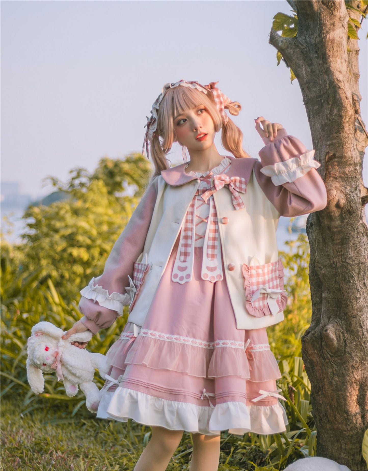 OP&JSK Dress♥Ready to Ship♥Plaid Kitty ♥Sweet Lolita Dress
