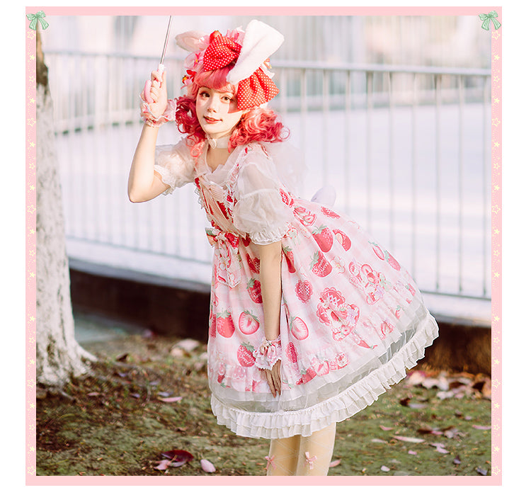 JSK ♥Ready to Ship♥Strawberry Kitty♥ Sweet Lolita JSK Dress