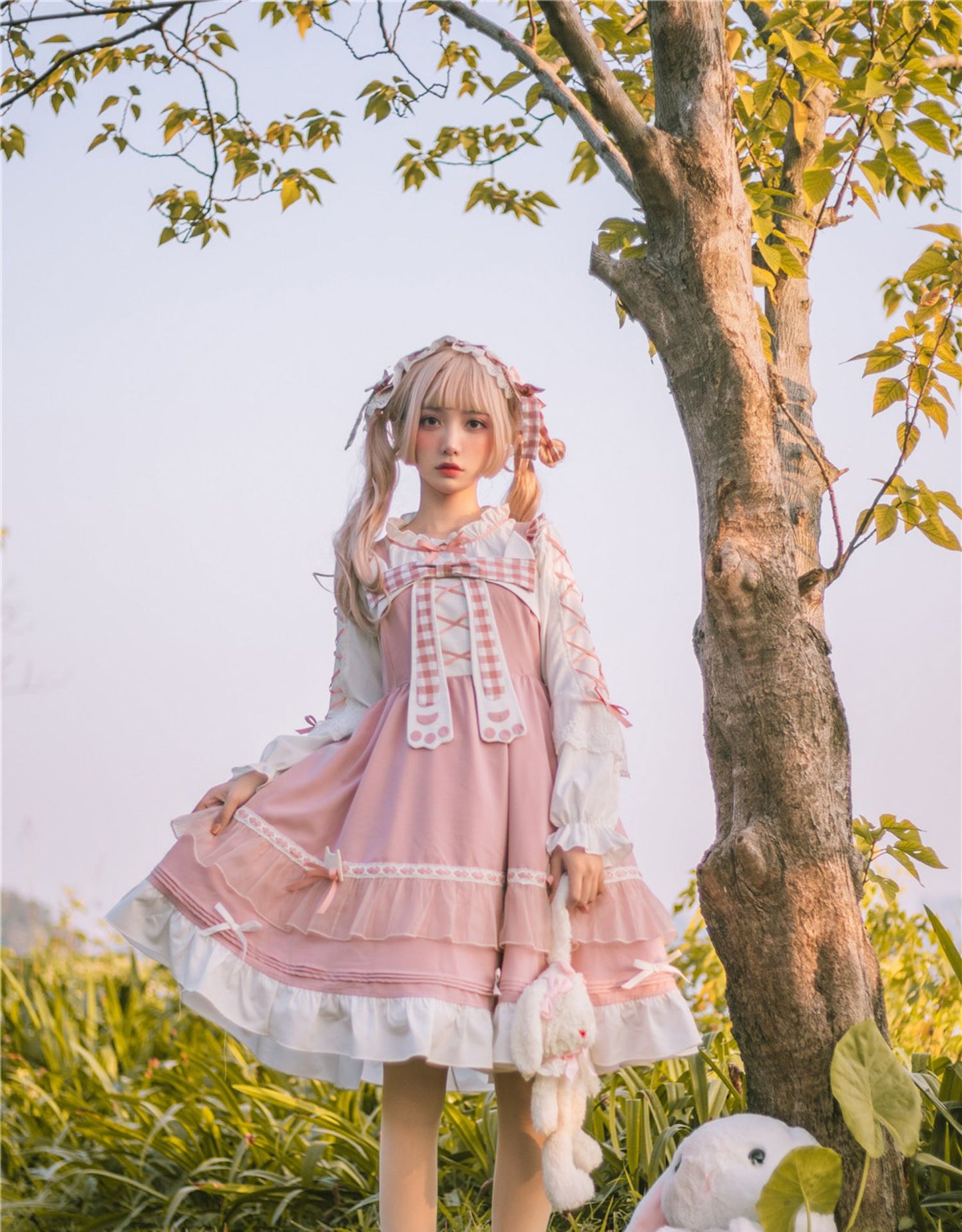 OP&JSK Dress♥Ready to Ship♥Plaid Kitty ♥Sweet Lolita Dress