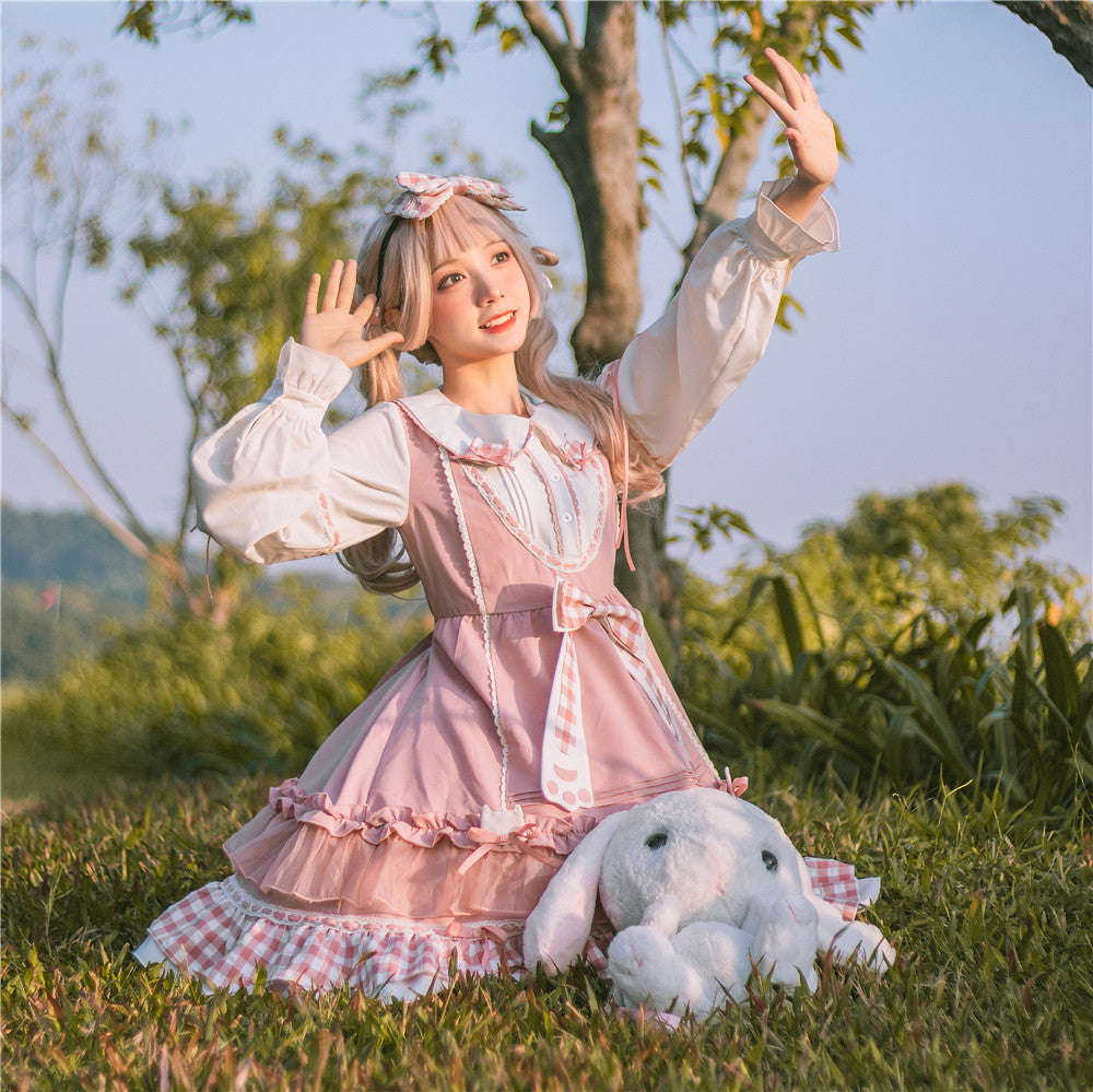 OP&JSK Dress♥Ready to Ship♥Plaid Kitty ♥Sweet Lolita Dress
