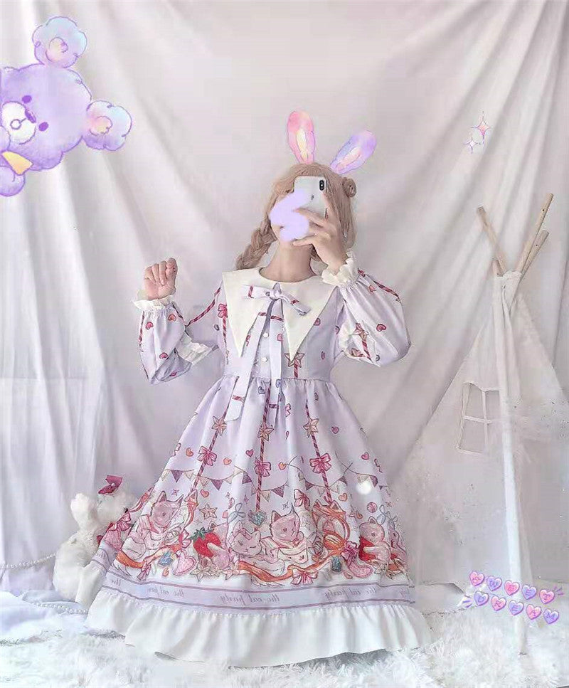 OP Dress♥Ready to Ship♥ Sweet Lolita Long Sleeve Dress Kitty Party