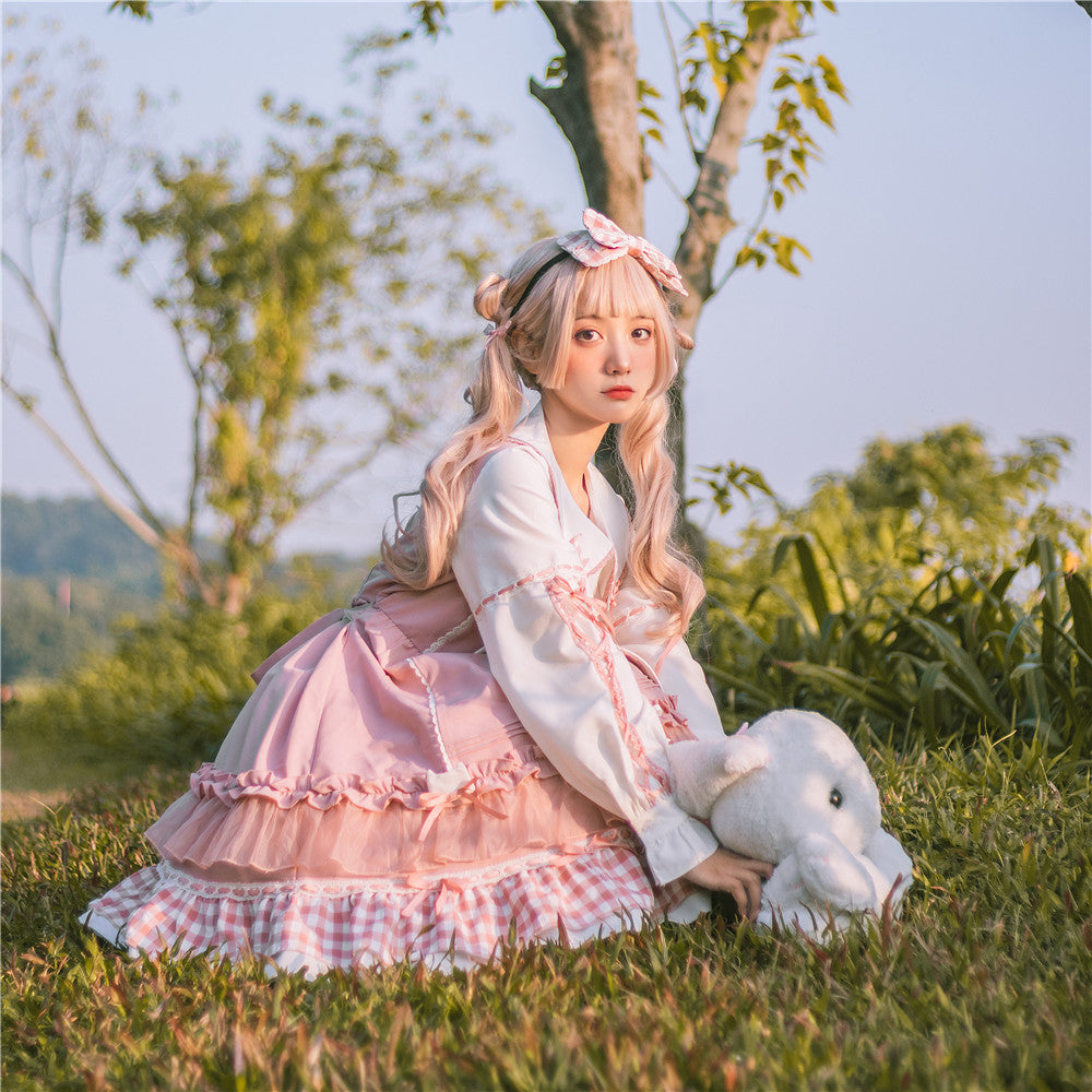 OP&JSK Dress♥Ready to Ship♥Plaid Kitty ♥Sweet Lolita Dress