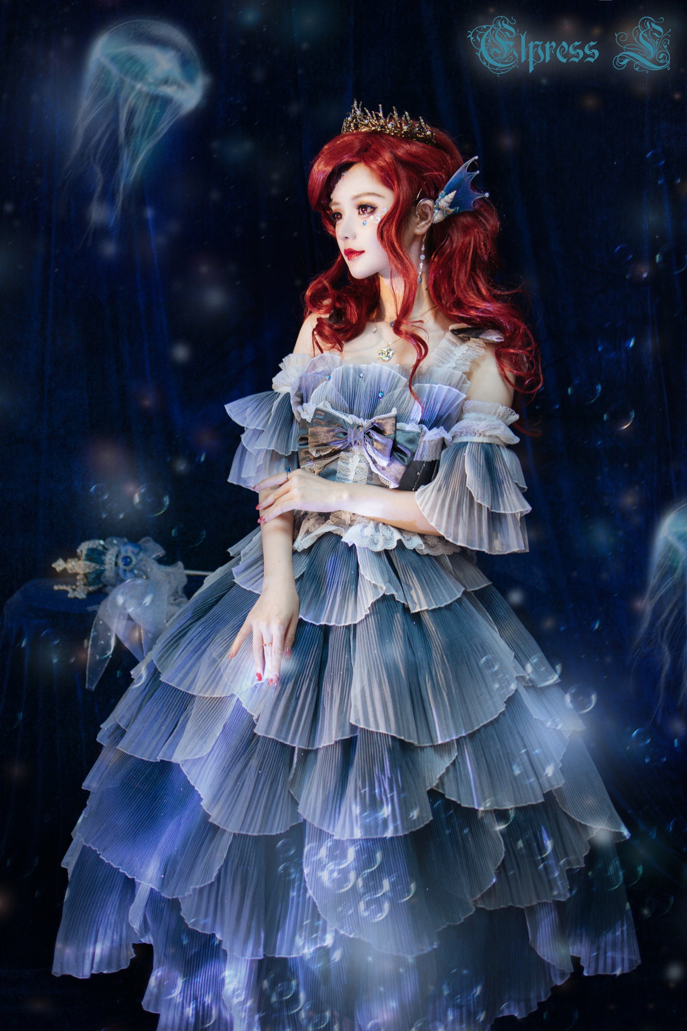 JSK Set♥Ready to Ship♥Fish Scale♥Elegant Hime Lolita Dress