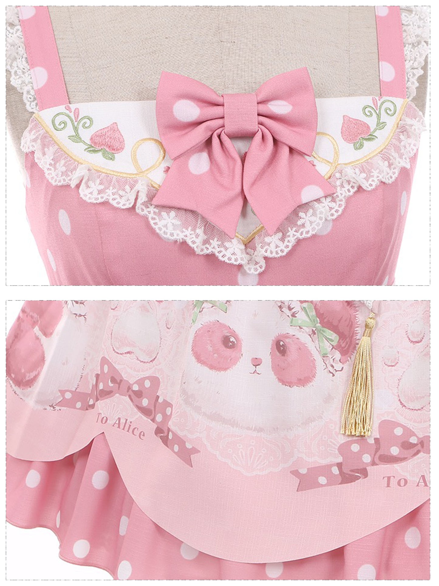 JSK/OP♥ Ready to Ship♥Peach Panda♥ Sweet Lolita Dress JSK/OP