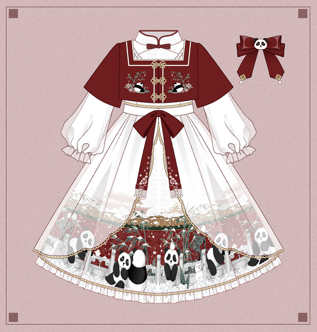OP &Coat ♥Ready to Ship♥Chinese Character Panda♥Sweet Lolita Dress